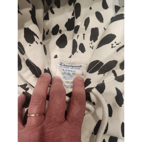 Champion White and Black Dalmatian Print Cropped Hoodie - Picture 4 of 9